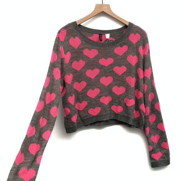 pink heart sweater women's